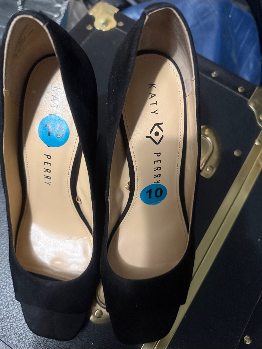 Katy Perry Black Women's Block Heel Pumps with Colorful Geometric Heel